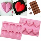 Heart Mould 6 cell Diamond Geometric Cake Resin Soaps Candles Valentine Silicone