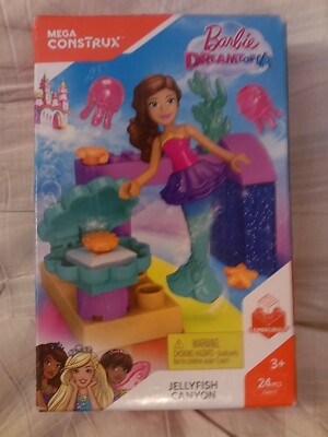 MEGA CONSTRUX~BARBIE DREAMTOPIA~JELLYFISH CANYON~NEW IN BOX~24 PIECE SET