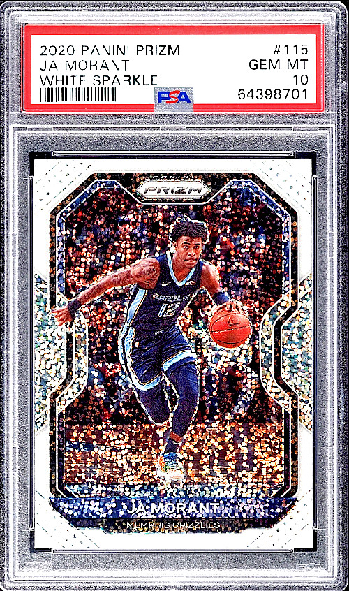 2020 PANINI PRIZM WHITE SPARKLE PRIZMS JA MORANT #115 PSA 10 GEM MINT