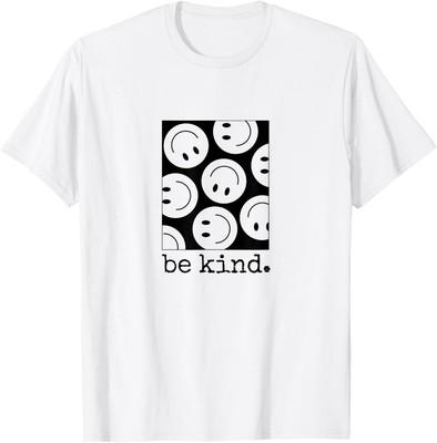 Be Kind Smile Face Graphic Smiling Faces Emoticons - Black T-Shirt Hoodie