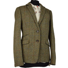 Harris Tweed Ladies Tailored Green Country Blazer Jacket Sz 14 #92 Immaculate