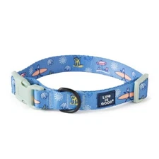 Life Is Good. Beach Day Dog Collar, Cornflower Blue