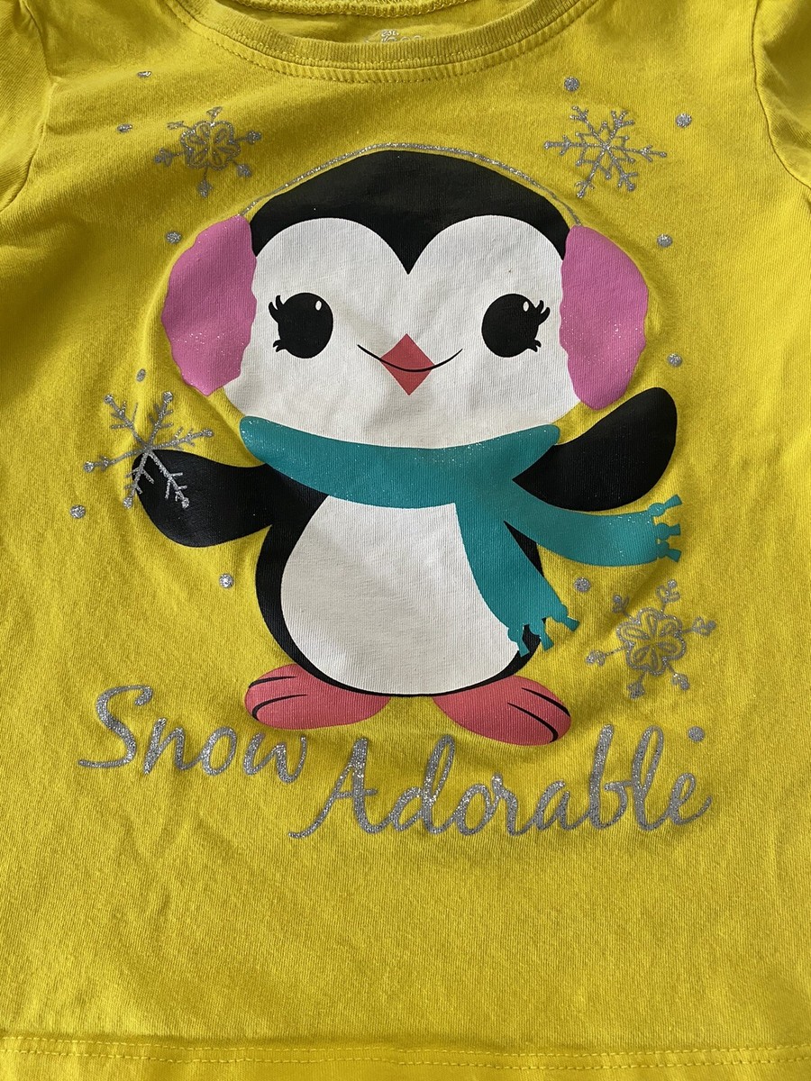 トップス S The Children's Place Girl 4T Snow Adorable Penguin Long Sleeved T
