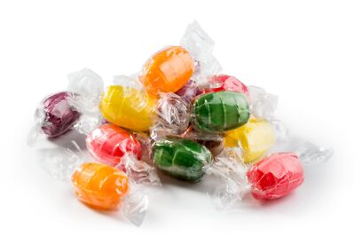 Bayside Candy Assorted Fruit Barrels Wrapped Bulk Hard Candy - Orange Cherry