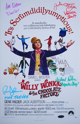 WILLY WONKA POSTER AUTOGRAPHED, SIGNED BY 4. SOLD BY: THE MIKE TV ACTOR!