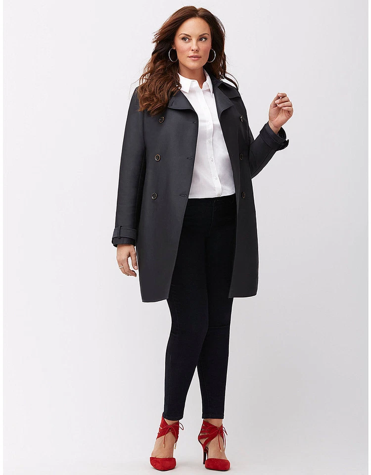 NUEVA GABARDINA LANE BRYANT $348 AZUL MARINO DOBLE BOTONADURA DE MYNT1792 TALLA 3X 22/24 Foto 2 de 4