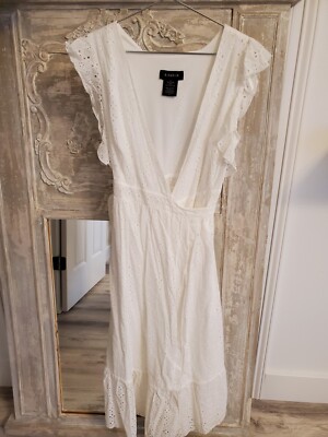 B Darlin All Over Eyelet Cotton Midi Wrap Dress in White sz 0 | eBay