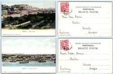 2 POSTCARDS PORTUGAL LISBON LISBOA - VIATA DO TEJO - 1904 - COSTA RUA DO OURO