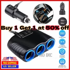 Car 12V Cigarette Lighter Socket Splitter 3.1A USB Charger Power Adapter Outlet