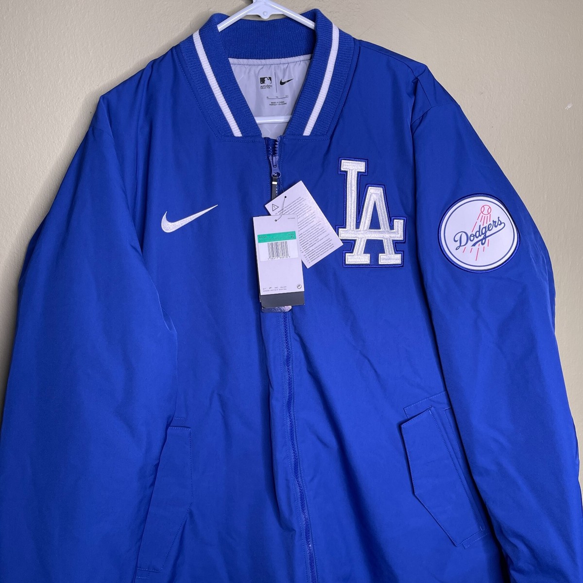 US Lサイズ　Nike ロサンゼルス・ドジャース ロングスリーブジャケット Nike Los Angeles Dodgers Mens Sz XL MLB Royal Dugout Performance
