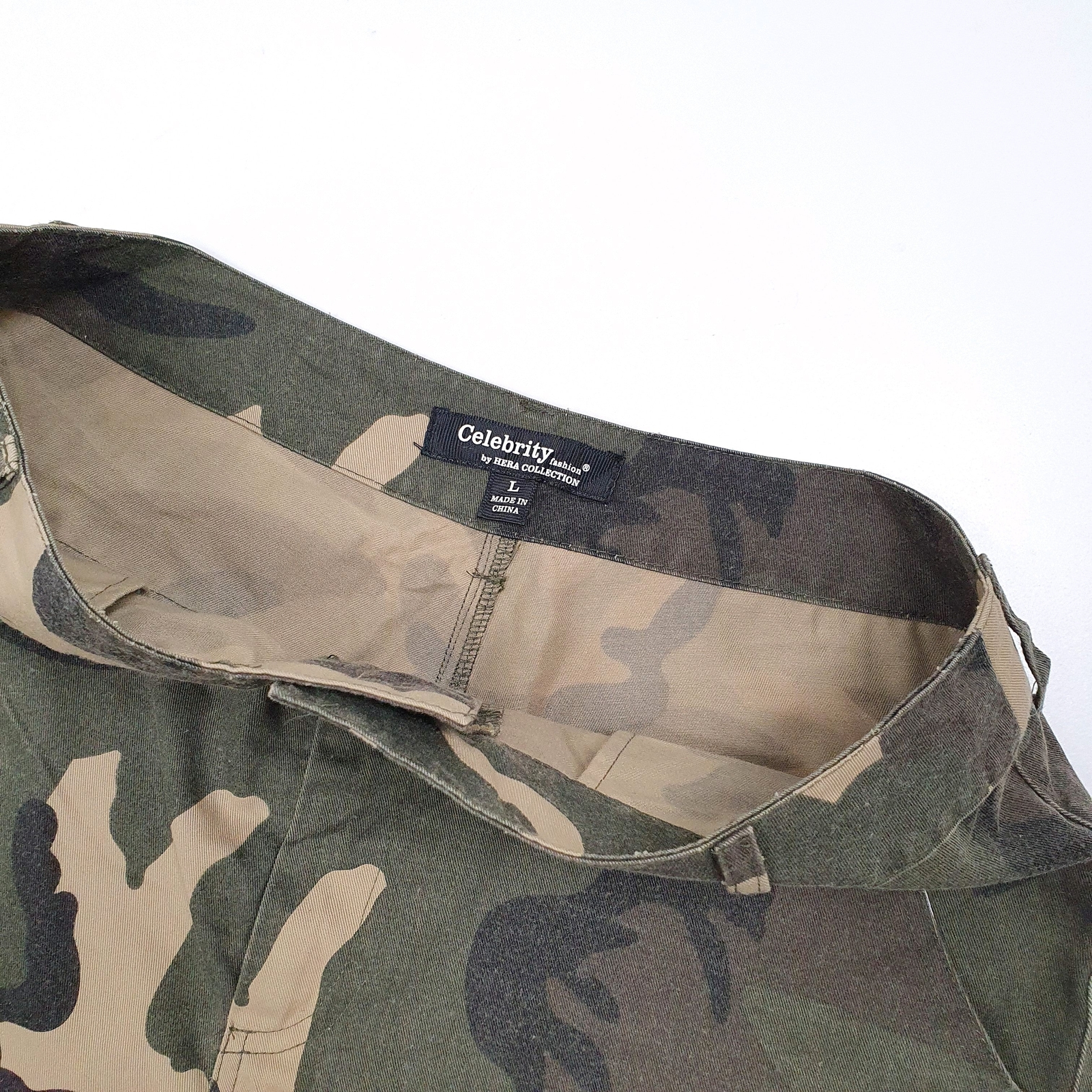 HERE COLLECTION Camouflage Camo Brown Cargo Workwear Shorts Mens W30 image 3