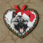 Vintage Norwegian Elkhound Heart Ornament ~ 3 1/2" x 3 1/4"