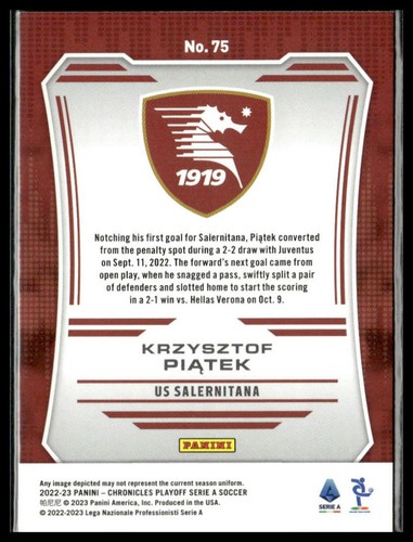 Krzysztof Piatek #75 2022-23 Panini Chronicles - Playoff Serie A Purple Astro - Picture 2 of 2