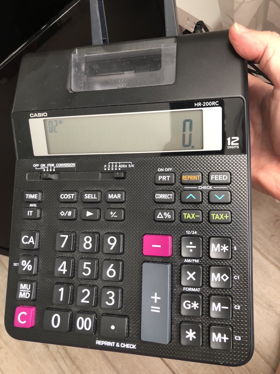 Casio HR-200RC Mini Desktop 2-Color Printing Calculator 12 Digit