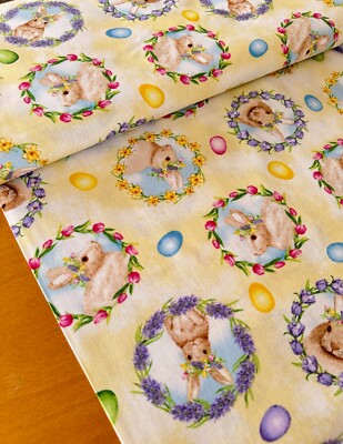 Henry Glass Patchworkstoff HOPPY HUNTING Ostern Hase Osterhase Baumwollstoff