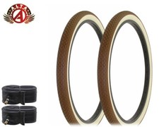 2 ALTA BICYCLE CRUISER WireBead TIRES 26x 2.125 BROWN CREAM CLASSIC BRICK w/TUBe