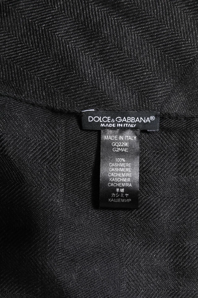 DOLCE & GABBANA Scarf Dark Gray Cashmere Fringes Neck Warmer 176cm x 75cm 750usd Foto 3 de 4