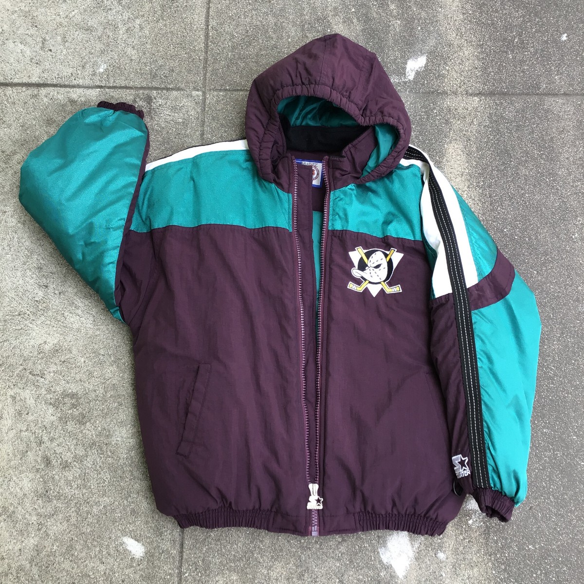 PRO ONE 90's NHL ナイロンジャケット MIGHTY DUCKS Vintage 90's Mighty Ducks Starter Jacket Sz M Big Logo NHL