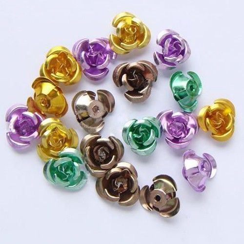 500 Stück Aluminium-Blümchen-Perlen – 12 Mm, Bunt – Für Schmuck, Armbänder & DIY-Basteleien