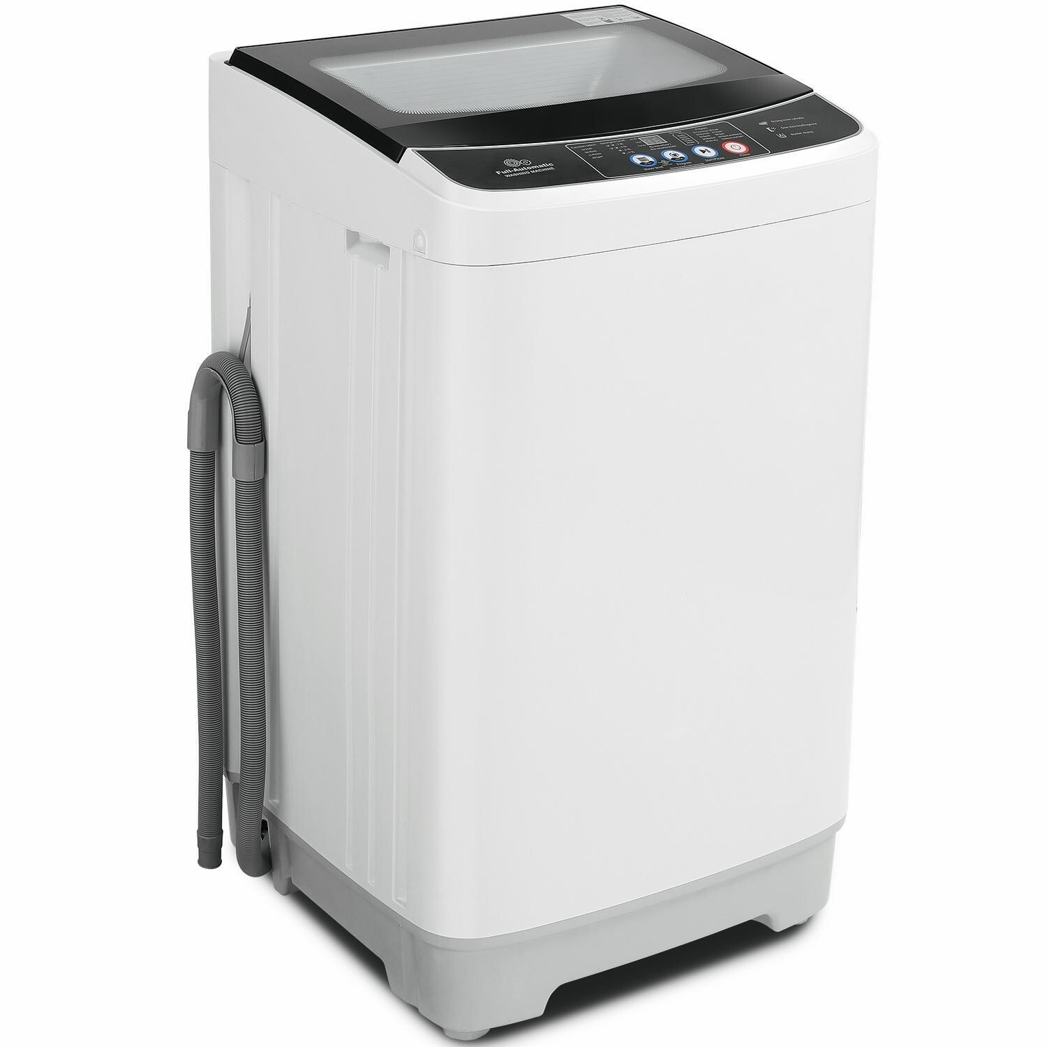 17.8Lbs Full-Automatic Portable Washing Machine with Glass Top Lid & LED Display