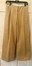 Dries Van Noten khaki cotton wide leg cropped pants chinos size 38