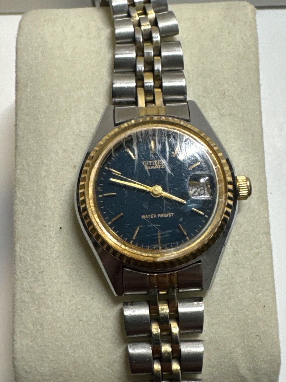 Citizen Women's Day Date Quartz Watch Stainless Steel Blue Dial , New Battery