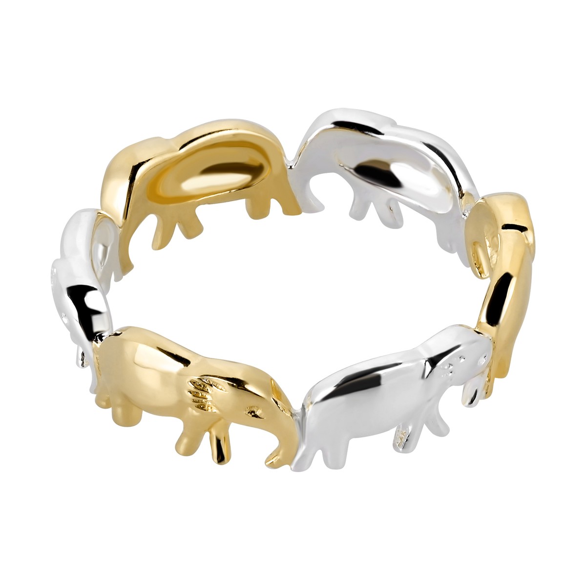 Two-Tone Elephant Line Up Ring – Rose Gold Vermeil & Sterling Silver, Size 9, Handmade - View #7