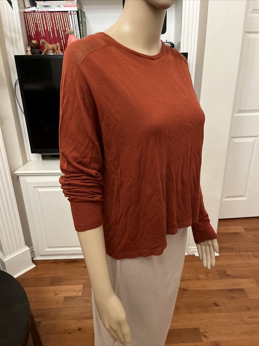 NWT Eileen Fisher Paprika Seamless Sleek Tencel Knit Mock Neck Top