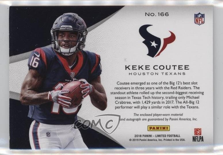 2018 Limited Silver Spotlight 23/25 Keke Coutee RPA Rookie Patch Auto RC 0hx6 view 2