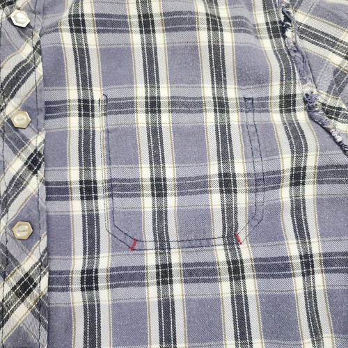 Fender Pearl Snap Button Long Sleeve Plaid Soft Flannel Shirt Mens L Gray RARE - Picture 12 of 15