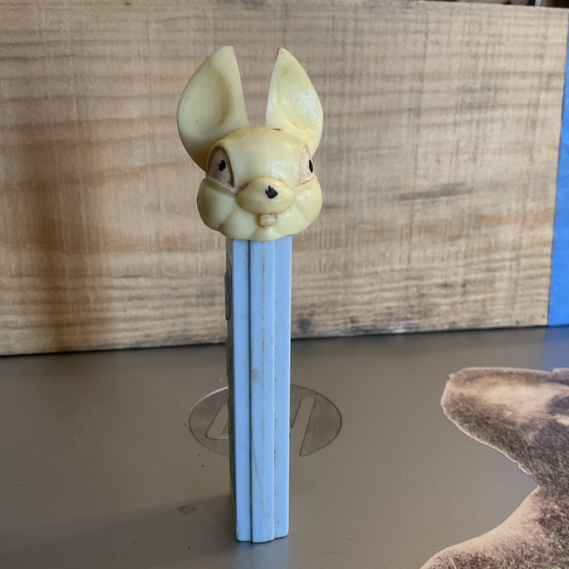 White Bunny with Light Blue Stem Pez Dispenser No Feet