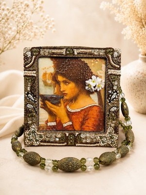 2000 Mary Frances Medea Beaded Art Handbag Frederick Sandys Portrait Purse