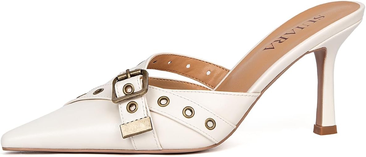 Kitten Heels for Women Closed Toe Vintage Heeled Mules Sexy