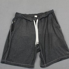 Vuori Shorts Mens Medium Gray Heather Performance Drawstring Zip Pockets Knit