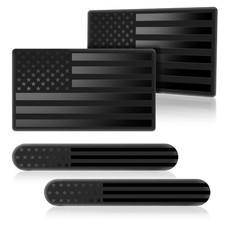3D Metal American Flag Decal, Black USA Flag Emblem Sticker for