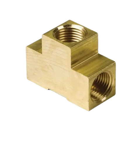 Brass Barstock Tee, 1/2" x 1/2" x 1/2" NPT Female Pipe Fitting 3700X8