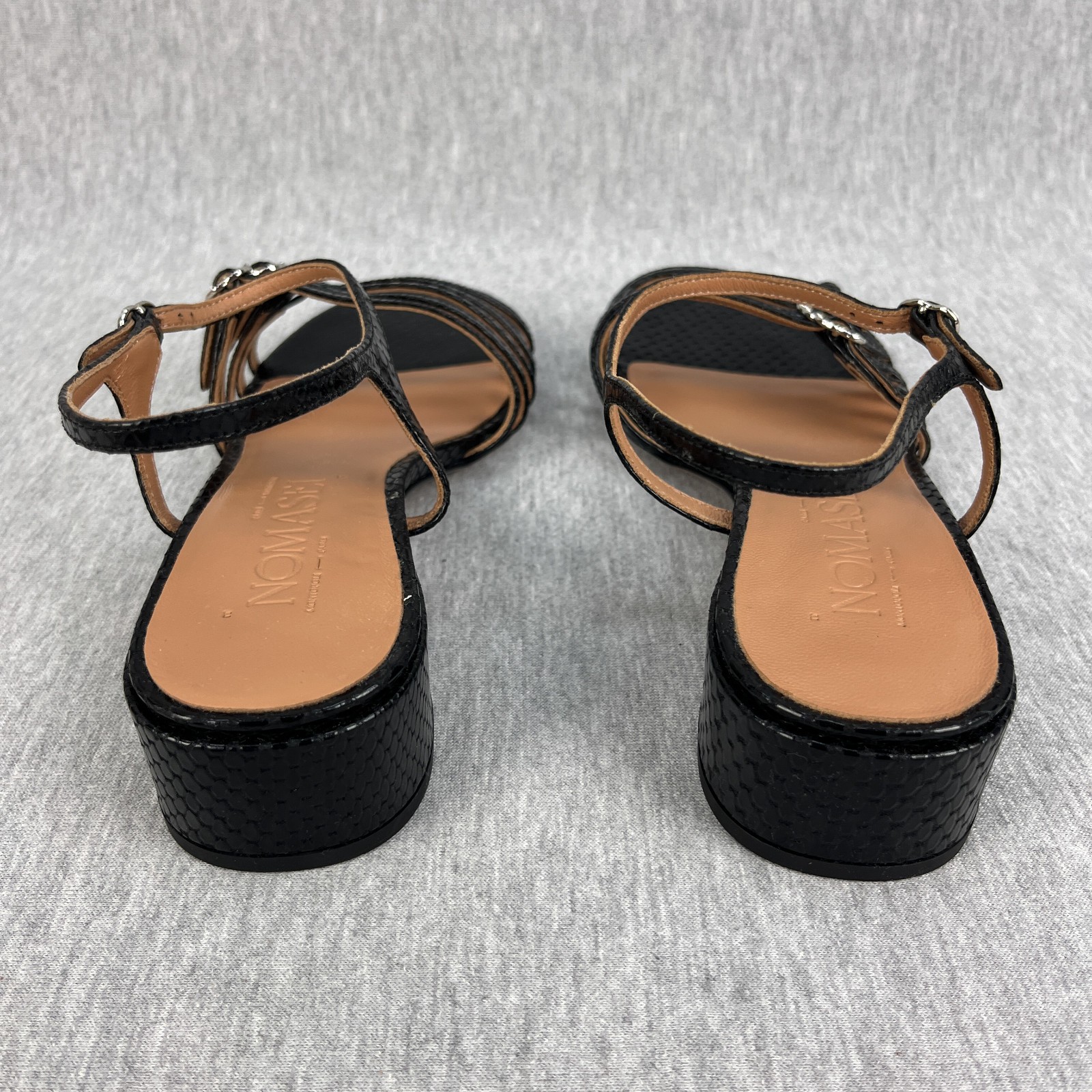 APL Sandali Nomasei Belle Du Jour donna 40 (US 9) nero goffrato Made in Italy NUOVI