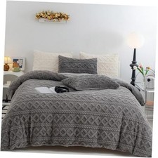 Fluffy Duvet Cover Size Warm Cozy Faux Fur Comforter Cover for King Gray
