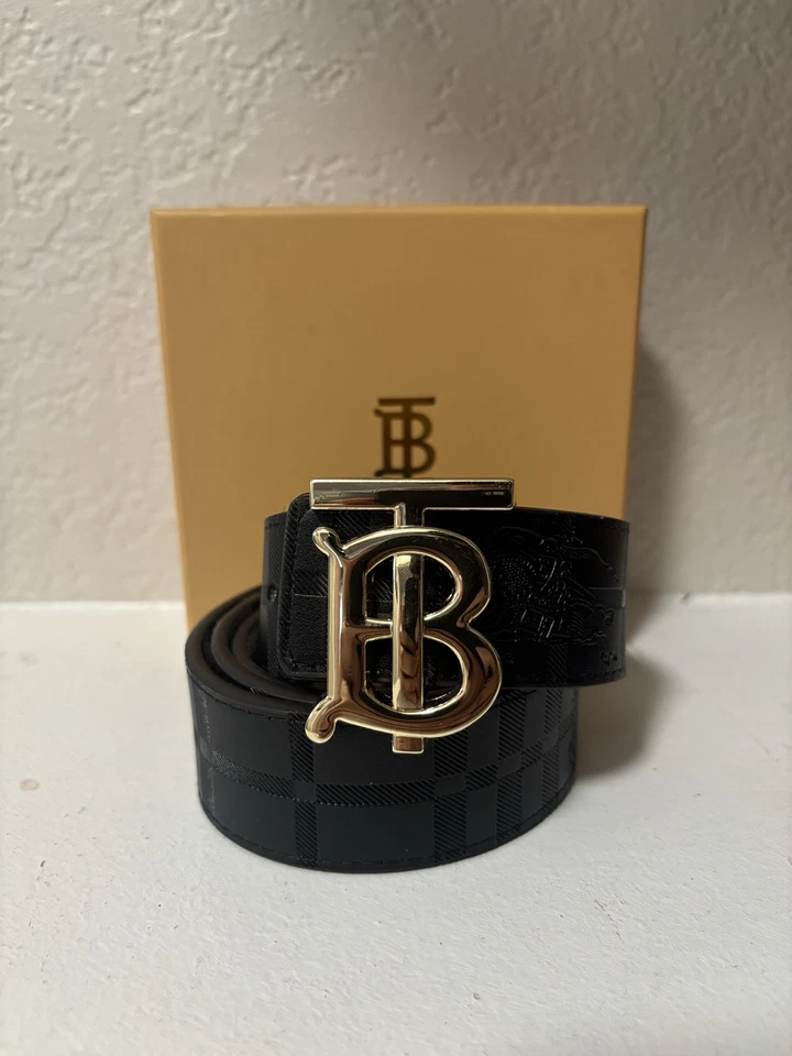 Cinturón reversible a cuadros Burberry TB negro/bronceado Foto 3 de 4