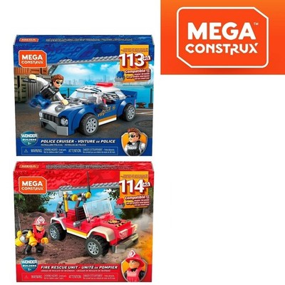 Mega Construx Wonder Builders Polizeikreuzer / Feuerwehreinheit Bauset