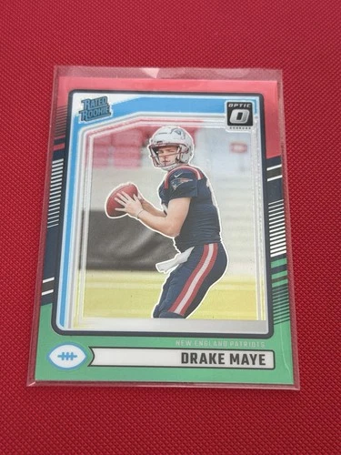 2024 Panini Donruss Rated Rookie Drake Maye #379 Optic Preview Red & Green Prizm