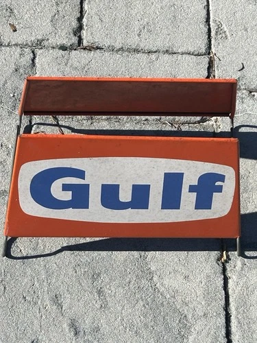 Vtg NOS 1960s Gulf Service Station Tire Display Rack Sign Metal Complete