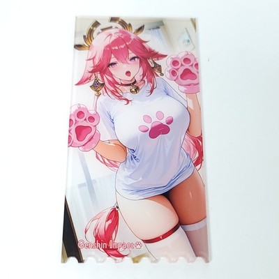 Yae Miko Cat Neko Shiny Thick Acrylic Trading Card Anime Waifu Bookmark Ticket