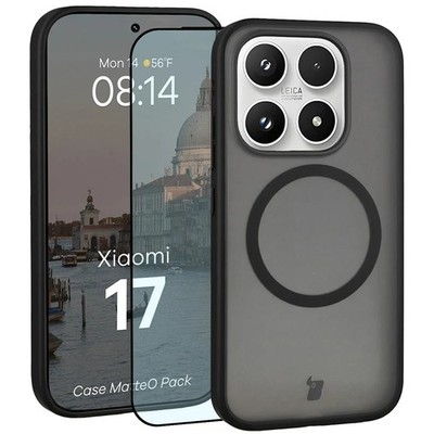 Handyhülle + Glas für Xiaomi 17 Bizon Case Cover Schutzhülle Etui Hülle Schwarz