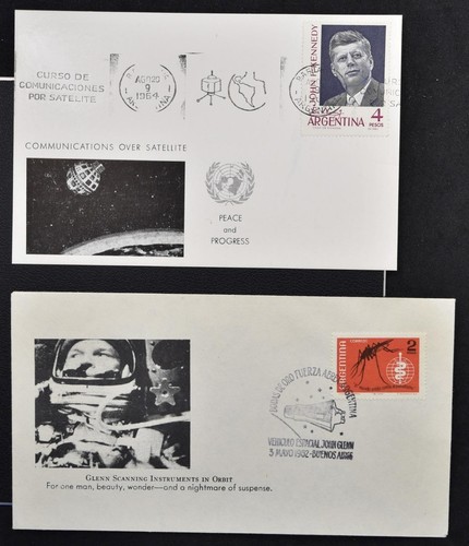 ARGENTINA 1962/64 SPACE, x2 nice Covers, USA Astronaut Glenn, Peace and Progress