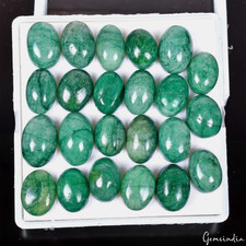 23 Pcs Natural Brazilian Emerald 17mm-22mm Oval Cabochon Ring Size Gems 430 Cts