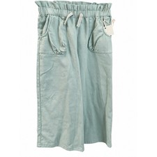 Owillo Wide Leg Culottes Women Medium Sage Green NWT Paperbag Waist Cotton
