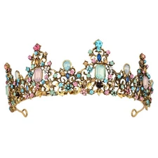 Baroque Queen Crown Vintage Princess Tiaras and Crowns for Women Multicolor