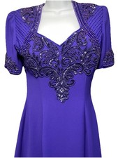 Purple Beaded, Formal Gown, Size 6 Prom Pageant Mother Of The Bride Evening Glam