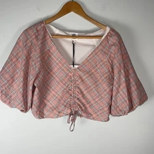 Dra Plaid Large Cropped Bubble Top